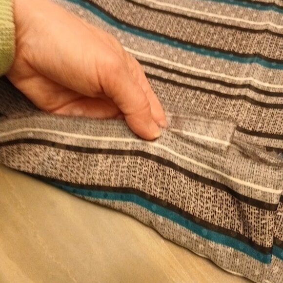 New Chiffon Fabric By The Yard Gray Teal Black Stripe Very Pretty! No stretch - Picture 5 of 5